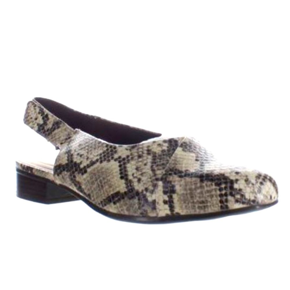 Clarks snake print sling backs